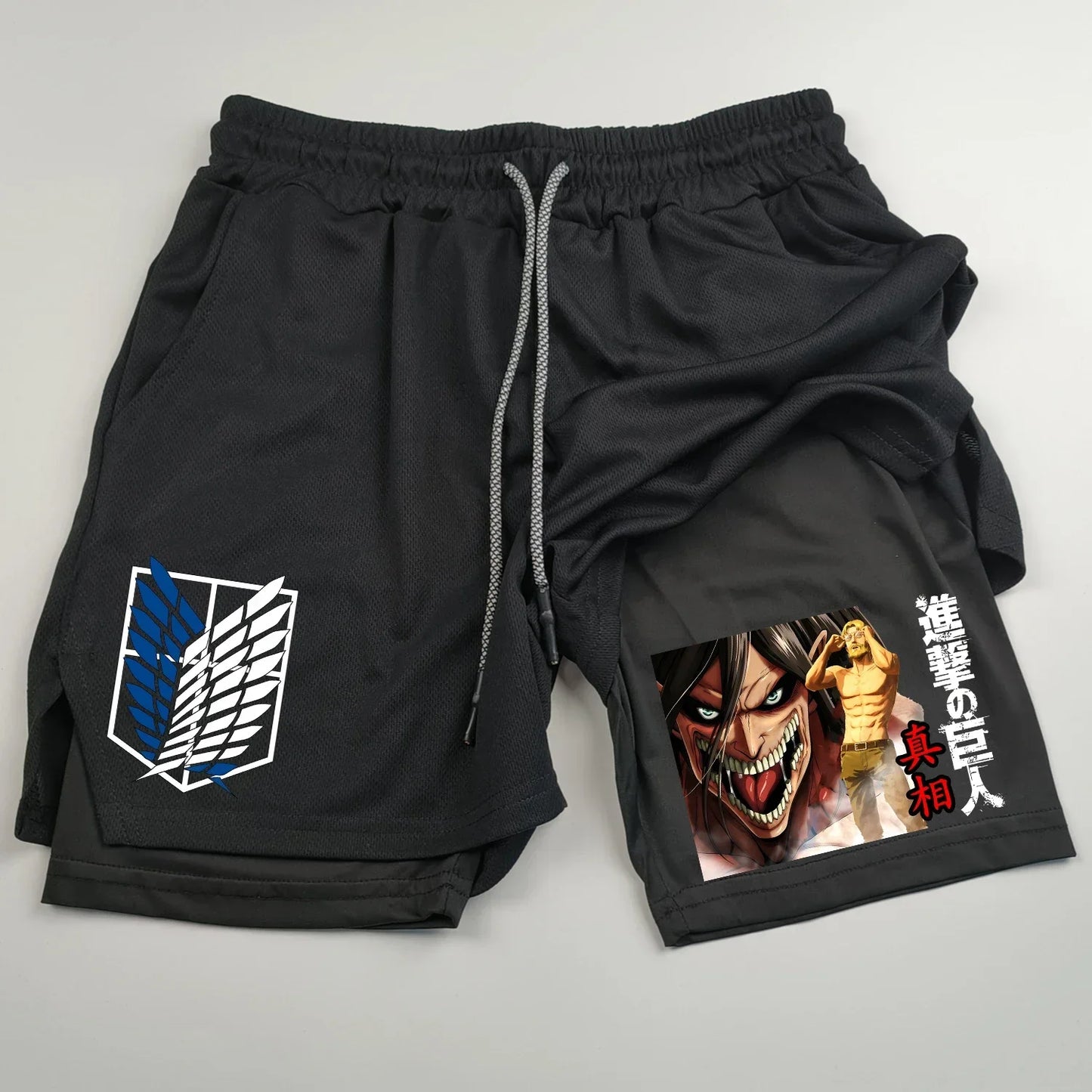 2-in-1 sports shorts anime Attack on Titan men's shorts
