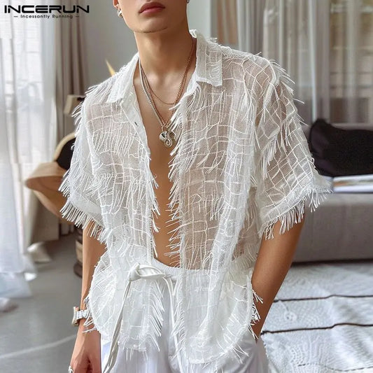 Tassel Chiffon Transparent Lapel Short