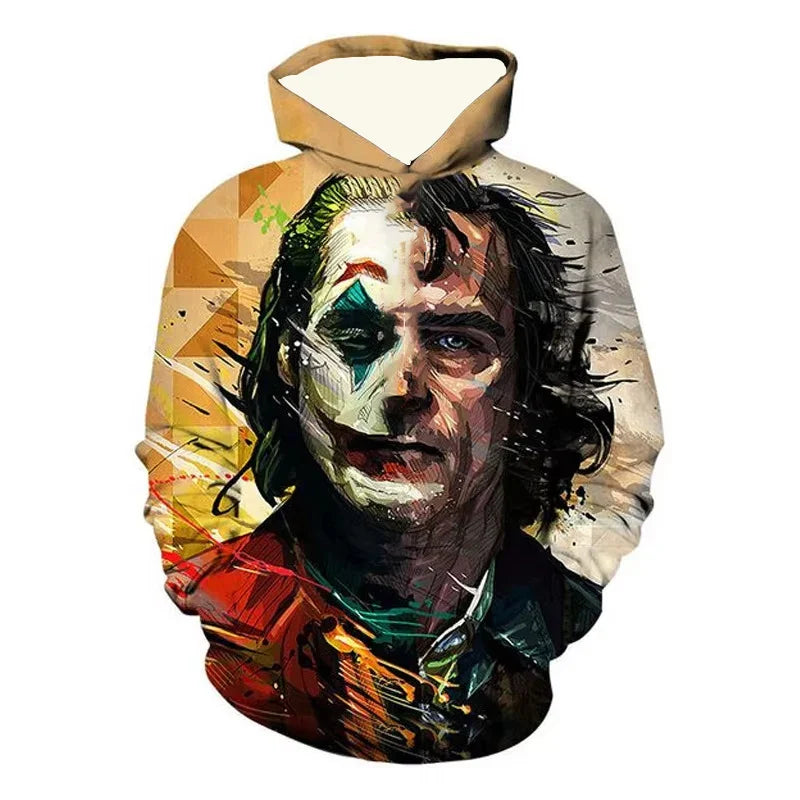 Joker Resurrected Men‘s Hoodies 3D Printed Retro Long Sleeve Unisex Pullover Hooded Sweatshirt Women Oversized Hoody for Men