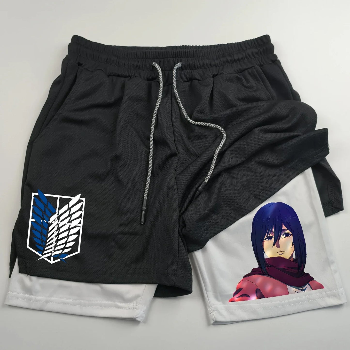 2-in-1 sports shorts anime Attack on Titan men's shorts