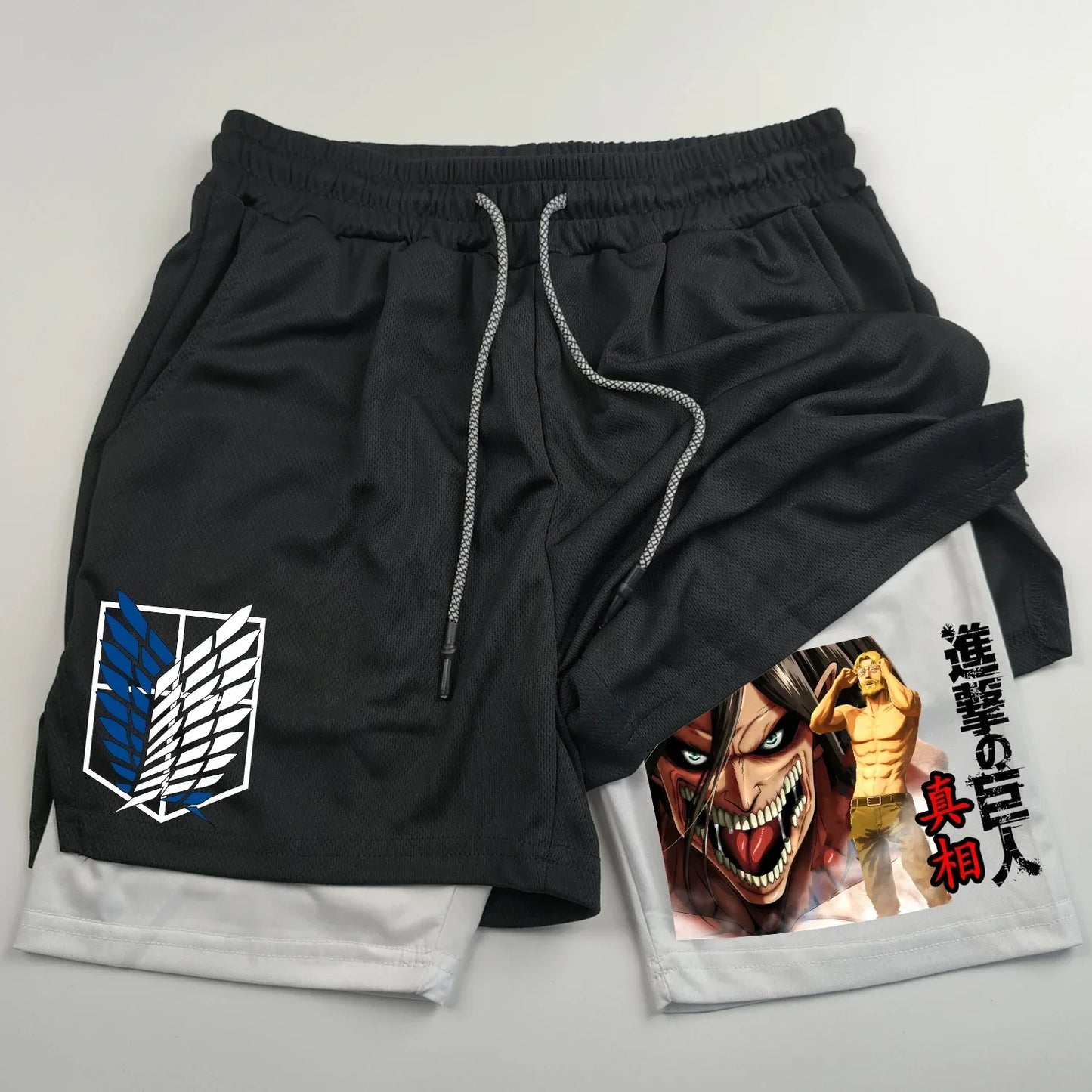2-in-1 sports shorts anime Attack on Titan men's shorts