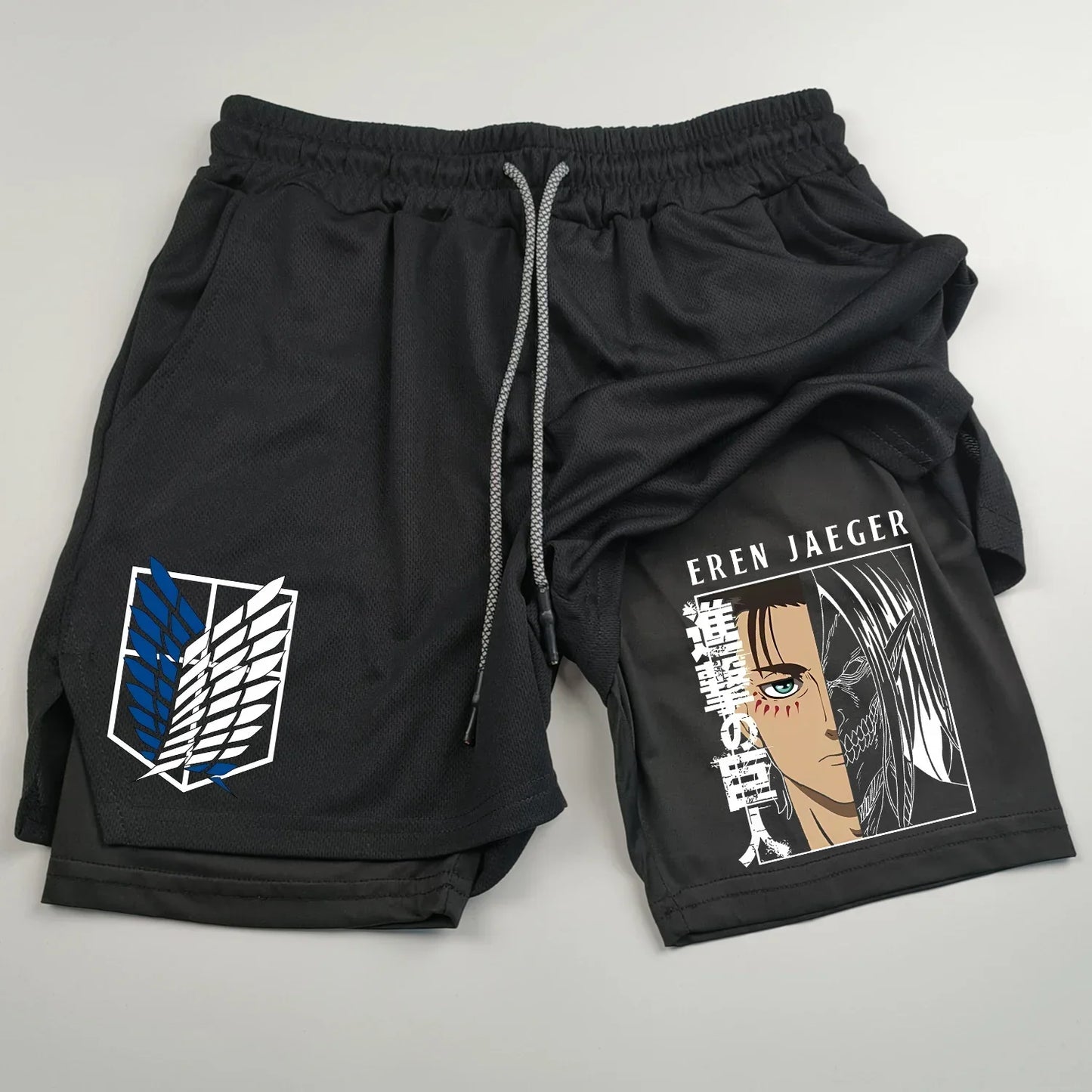 2-in-1 sports shorts anime Attack on Titan men's shorts