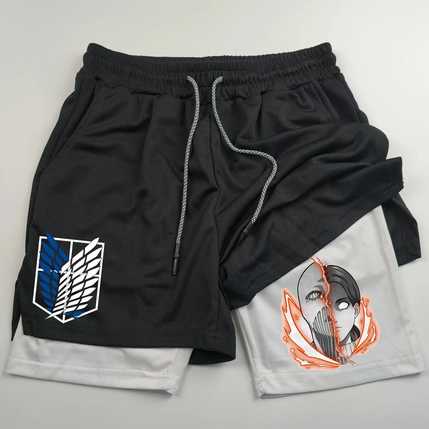 2-in-1 sports shorts anime Attack on Titan men's shorts