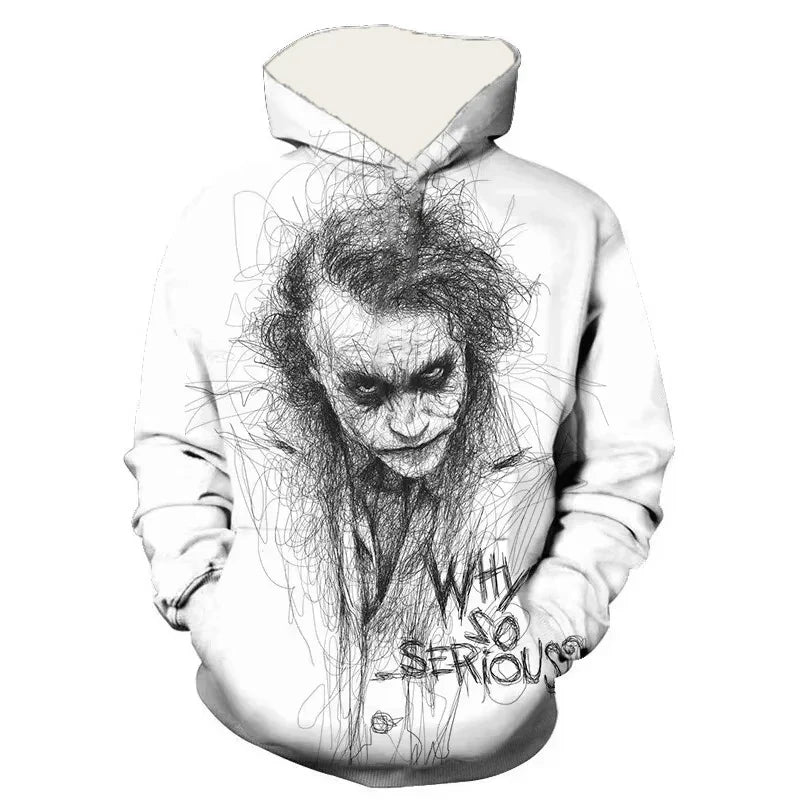 Joker Resurrected Men‘s Hoodies 3D Printed Retro Long Sleeve Unisex Pullover Hooded Sweatshirt Women Oversized Hoody for Men