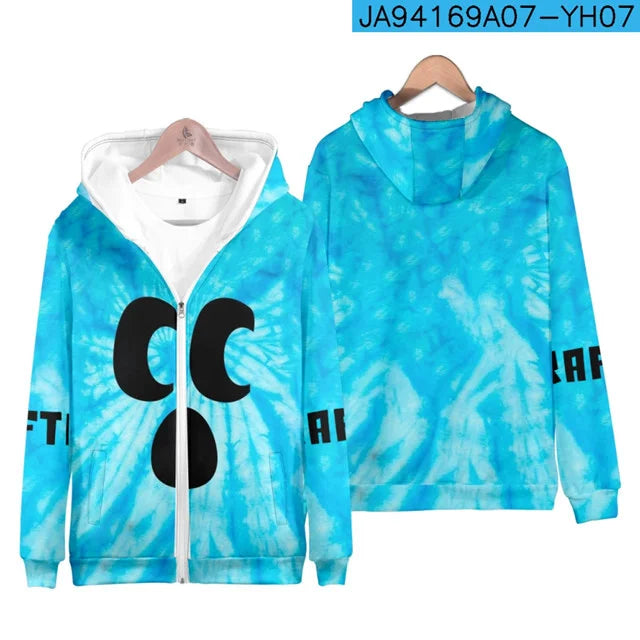 Diamond Craftee Face Tie dye Hoodie Sweatshirt Long Sleeve Pullovers Casual Streetwear Coat New Women Men Jacket Clothes