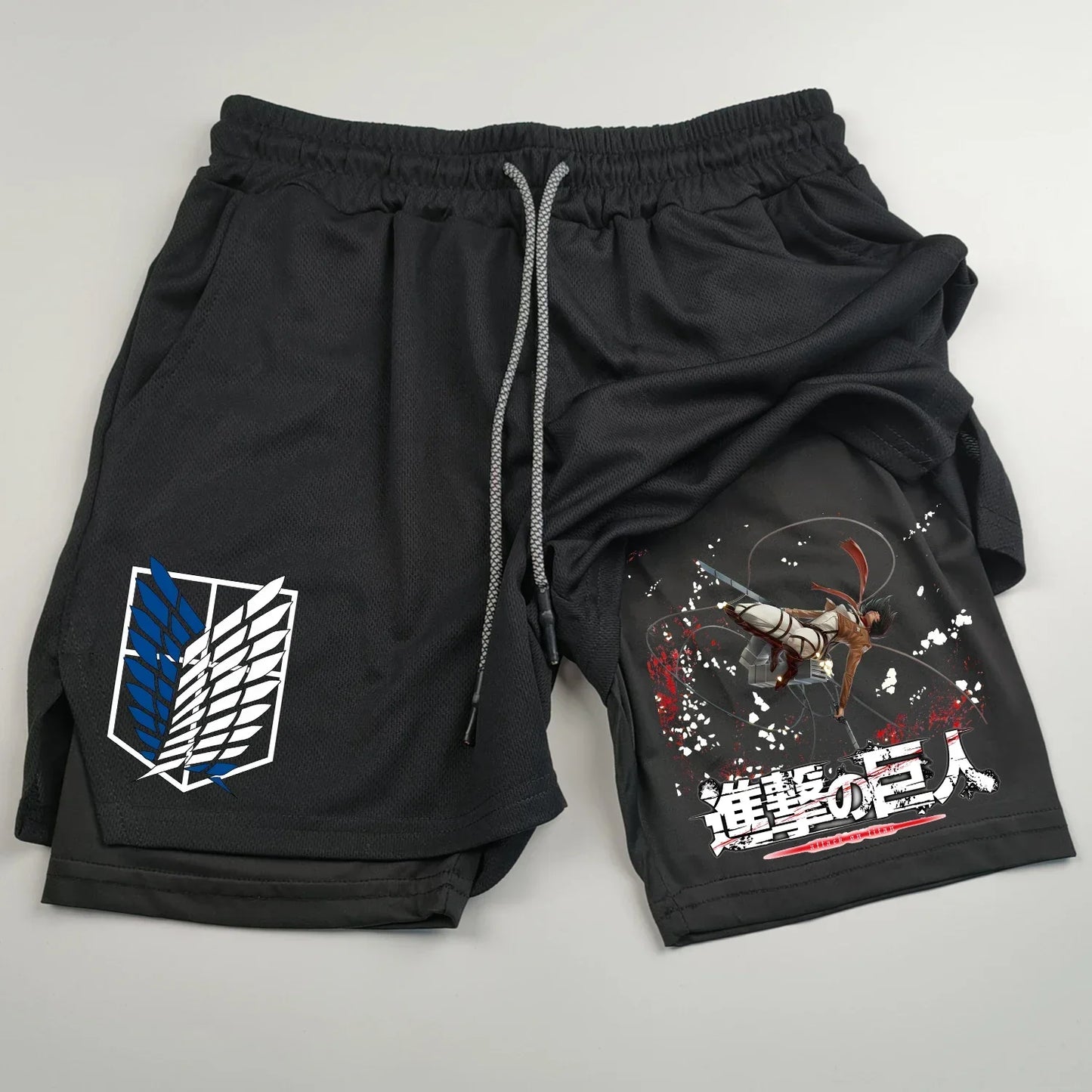 2-in-1 sports shorts anime Attack on Titan men's shorts