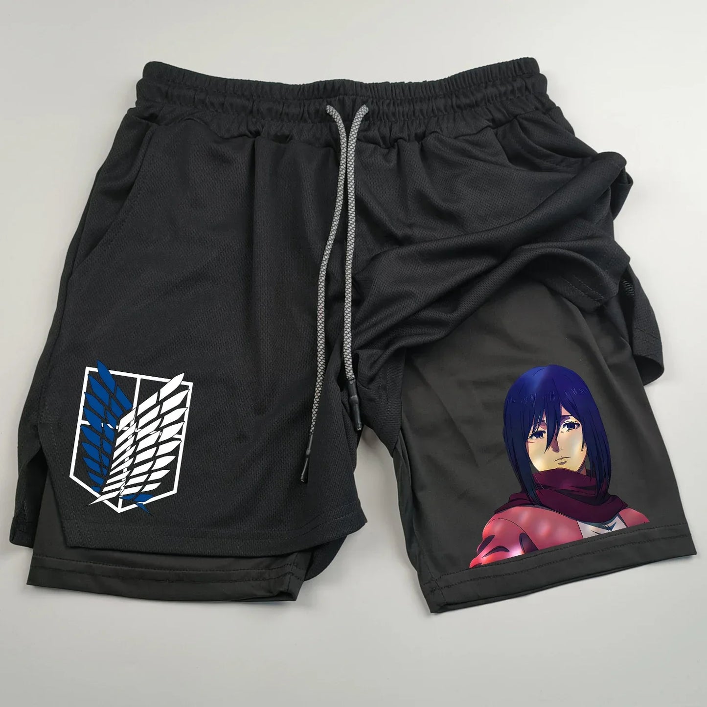 2-in-1 sports shorts anime Attack on Titan men's shorts