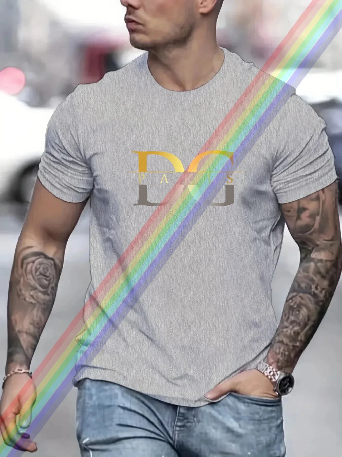 Luxury Brand T Shirts for Men Summer Gradient Ramp Letter Print Shirt Cotton High Quality Woman Clothing Tops Streetwear S-7XL