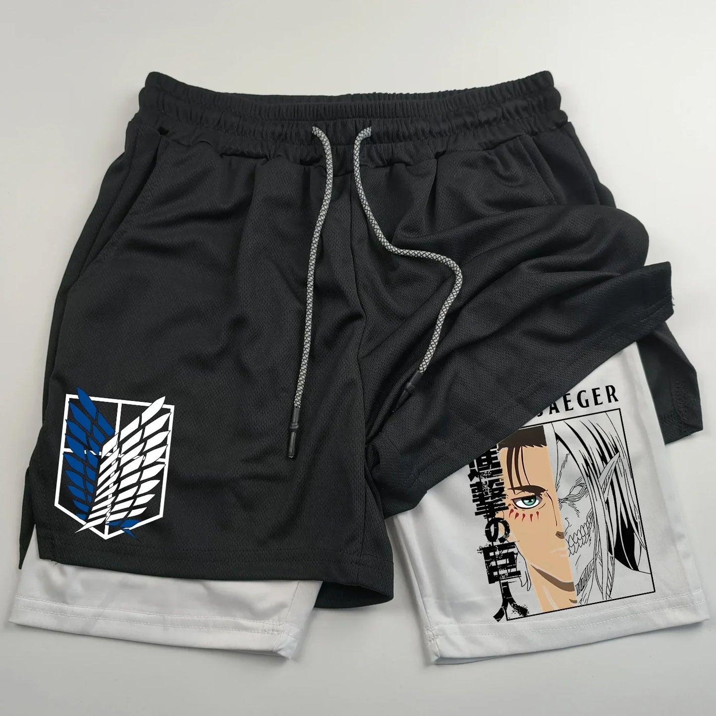 2-in-1 sports shorts anime Attack on Titan men's shorts