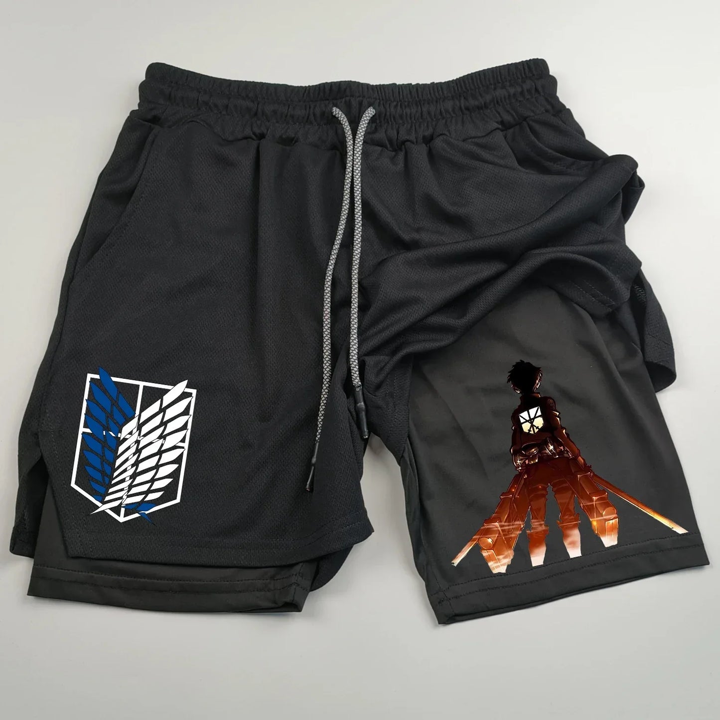 2-in-1 sports shorts anime Attack on Titan men's shorts