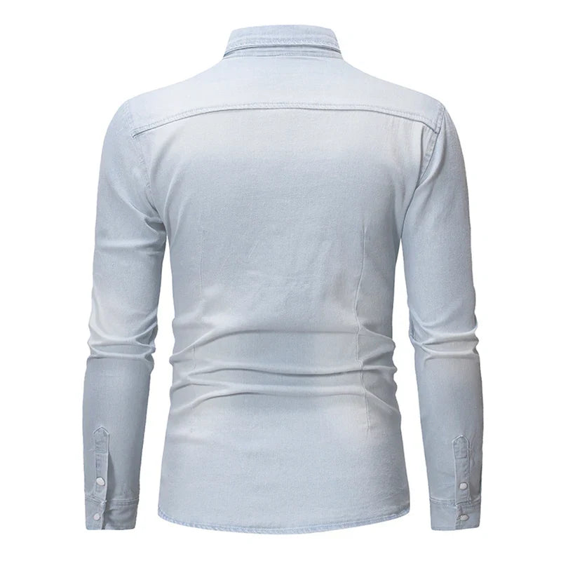 Men‘s Denim Button Down Slim Jeans Shirts