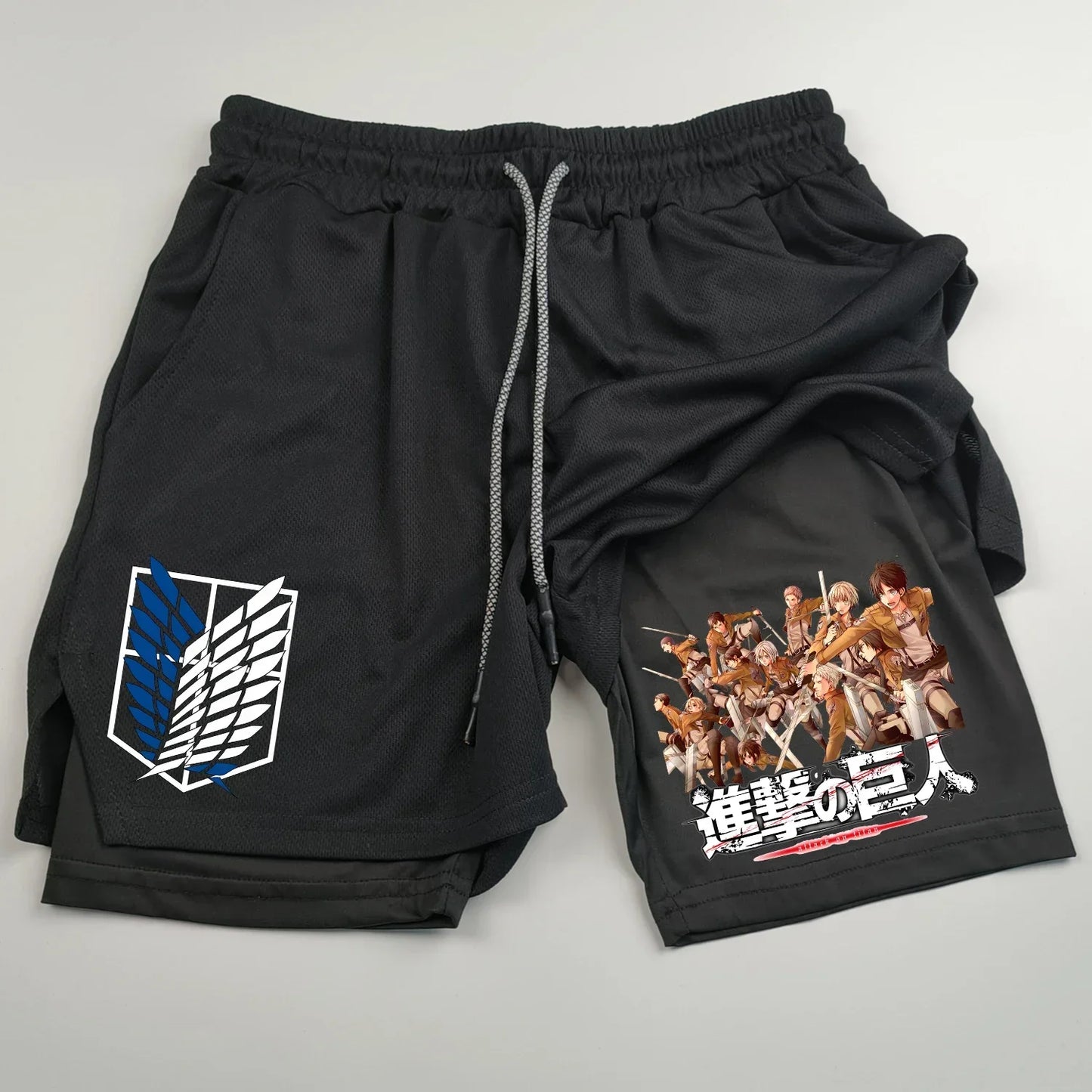 2-in-1 sports shorts anime Attack on Titan men's shorts