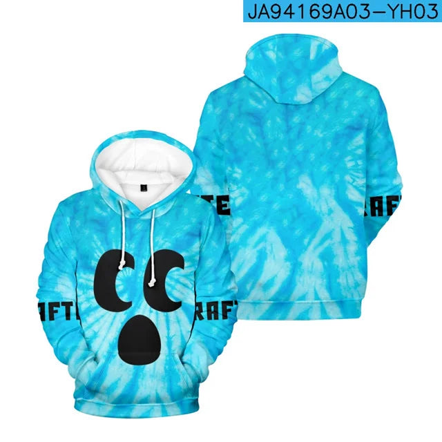 Diamond Craftee Face Tie dye Hoodie Sweatshirt Long Sleeve Pullovers Casual Streetwear Coat New Women Men Jacket Clothes